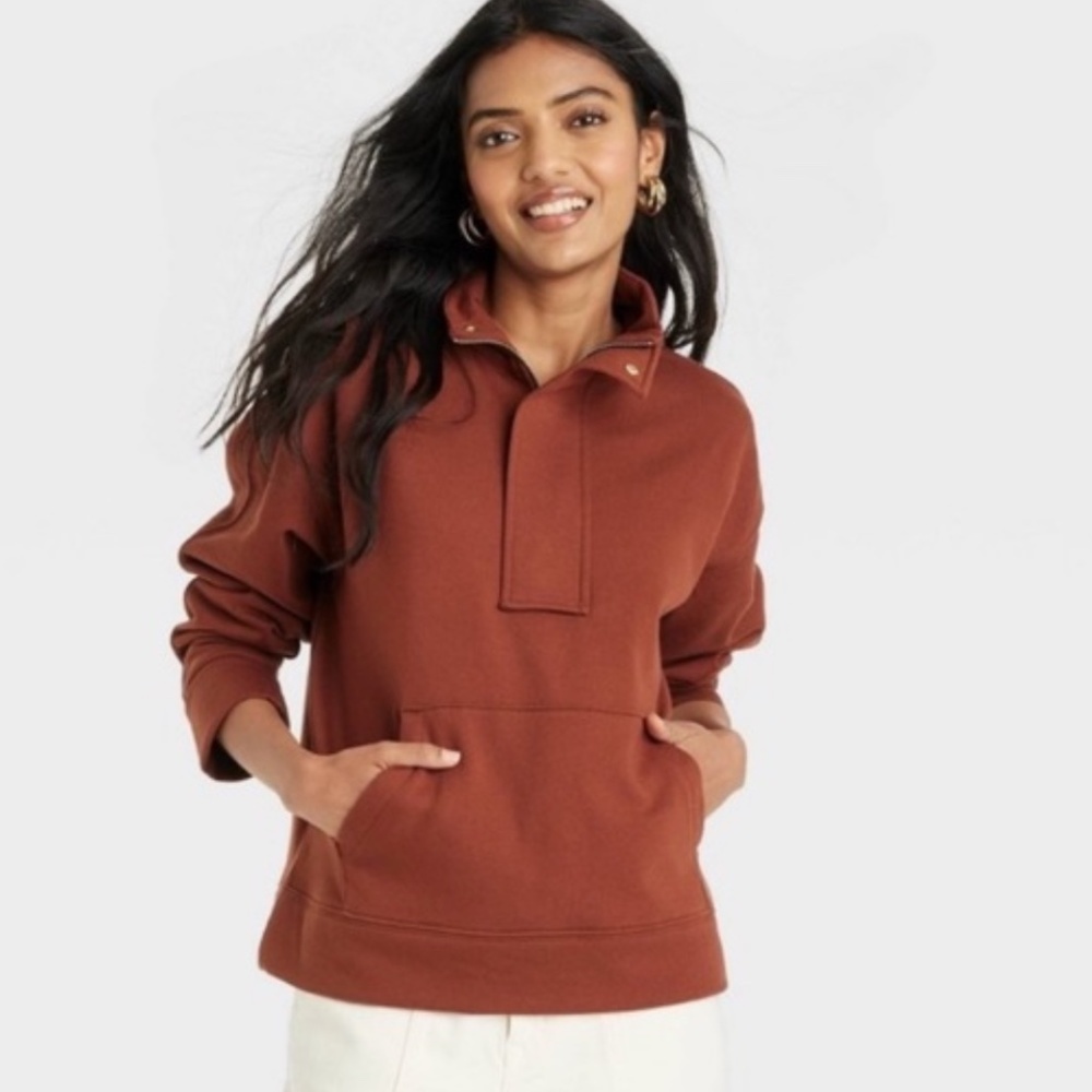 A New Day Quarter-Zip Sweatshirt in Rust
